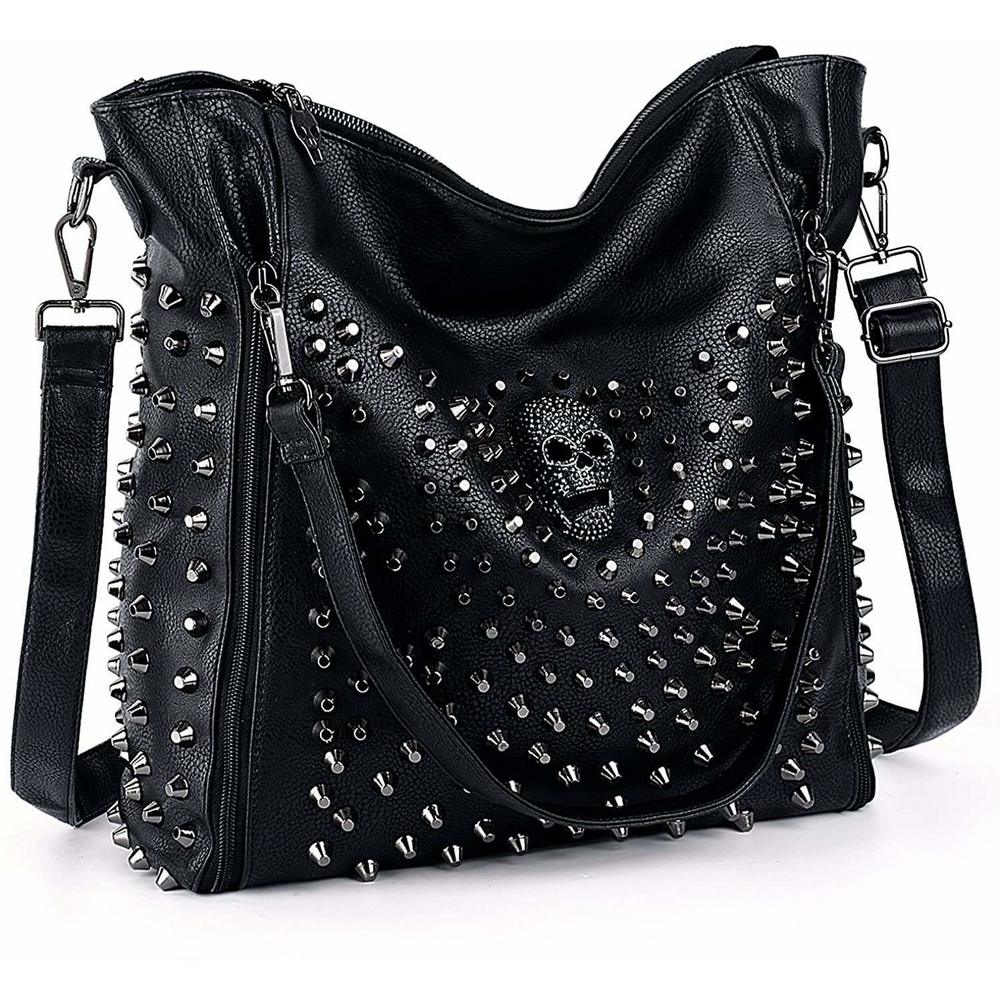 Studded Skull Handbag And Purses Pu Leather B Tote Crossbody O_O